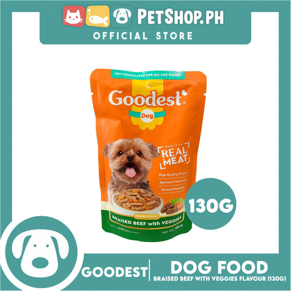 Goodest Dog Chunks in Gravy Braised Beef with Veggies 130g Wet Dog Food Pouch