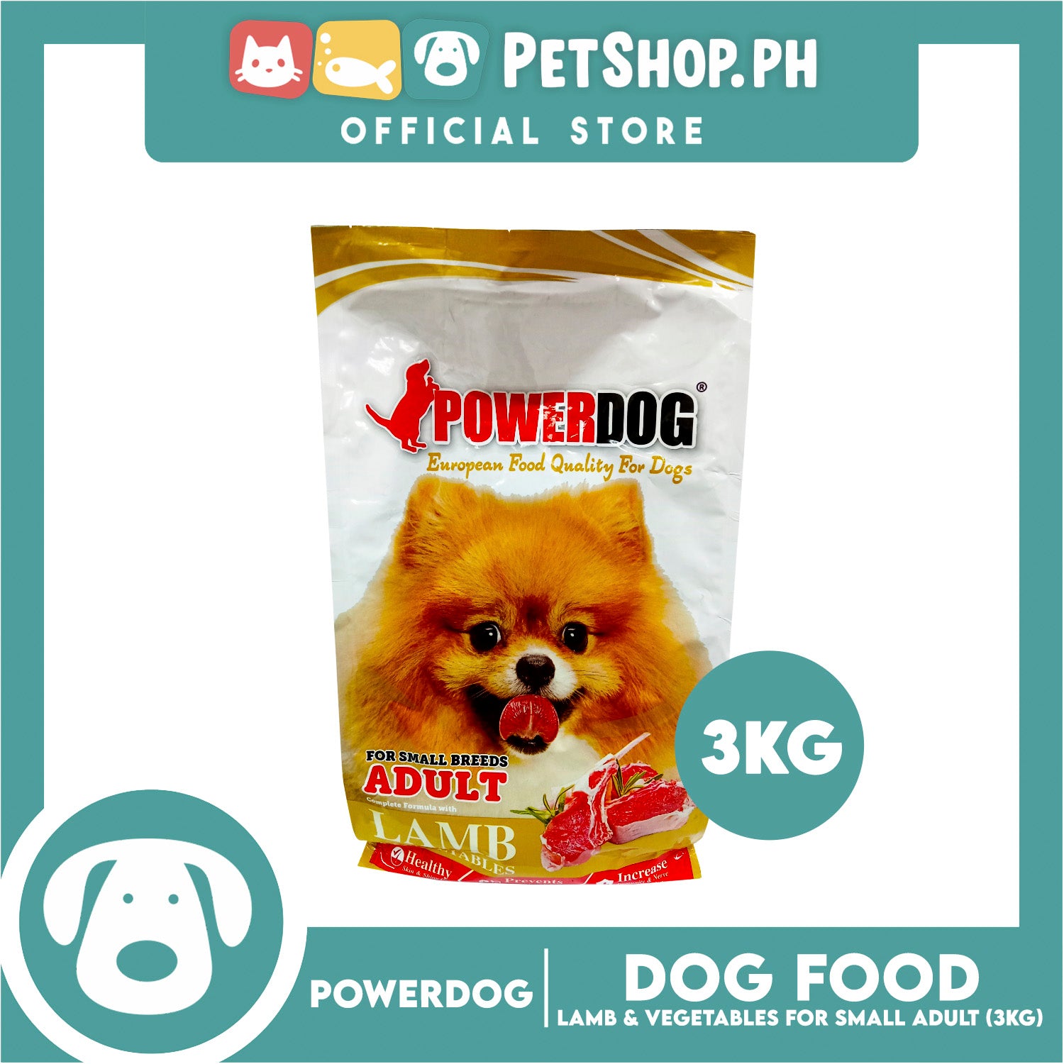PowerDog Lamb and Vegetables for Small Breeds Adult 3kgs Dry Dog Food Petshop.PH