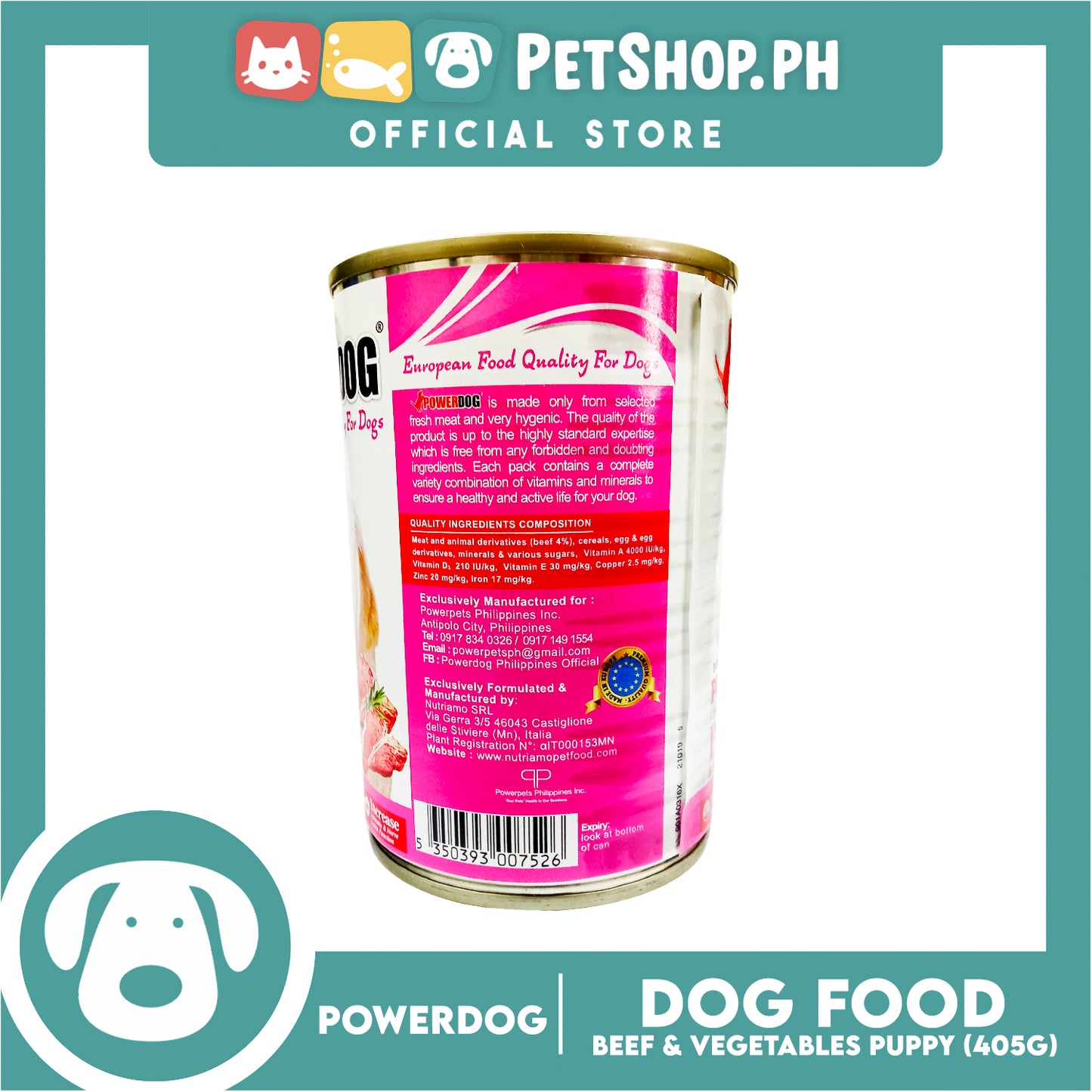 PowerDog Beef and Vegetables for All Breeds Puppy 405g Wet Canned Dog Food