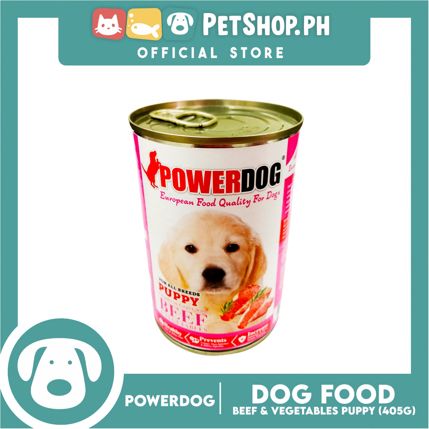 PowerDog Beef and Vegetables for All Breeds Puppy 405g Wet Canned Dog Food