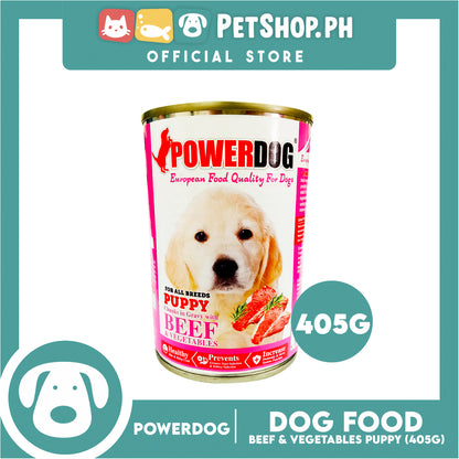 PowerDog Beef and Vegetables for All Breeds Puppy 405g Wet Canned Dog Food
