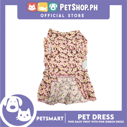Pet Dress Pink Daisy Print with Pink Ribbon Design DG-CTN187L (Large)