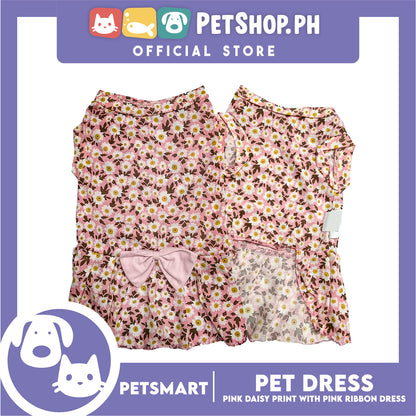 Pet Dress Pink Daisy Print with Pink Ribbon Design DG-CTN187L (Large)