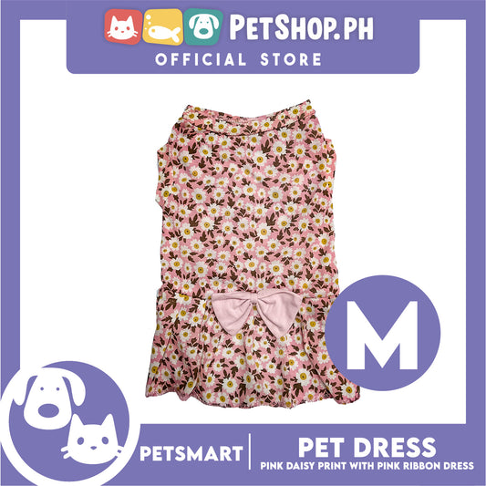 Pet Dress Pink Daisy Print with Pink Ribbon Design DG-CTN187M (Medium)