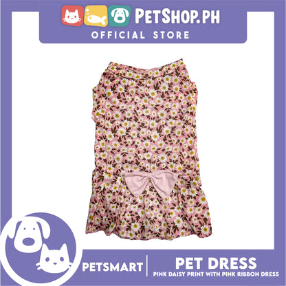 Pet Dress Pink Daisy Print with Pink Ribbon Design DG-CTN187M (Medium)