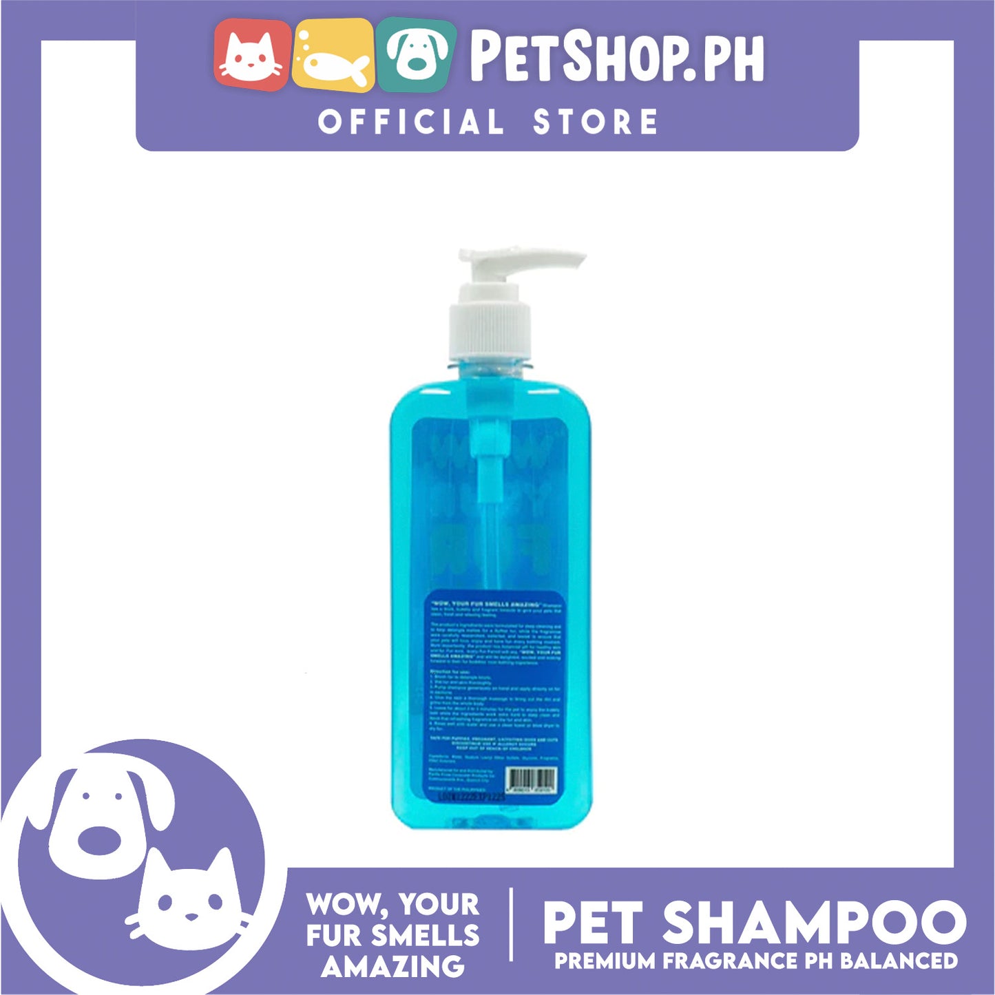 Wow, Your Fur Smells Amazing, Premium Fragrance pH Balanced Pet Shampoo 250ml (Fluffy Love)
