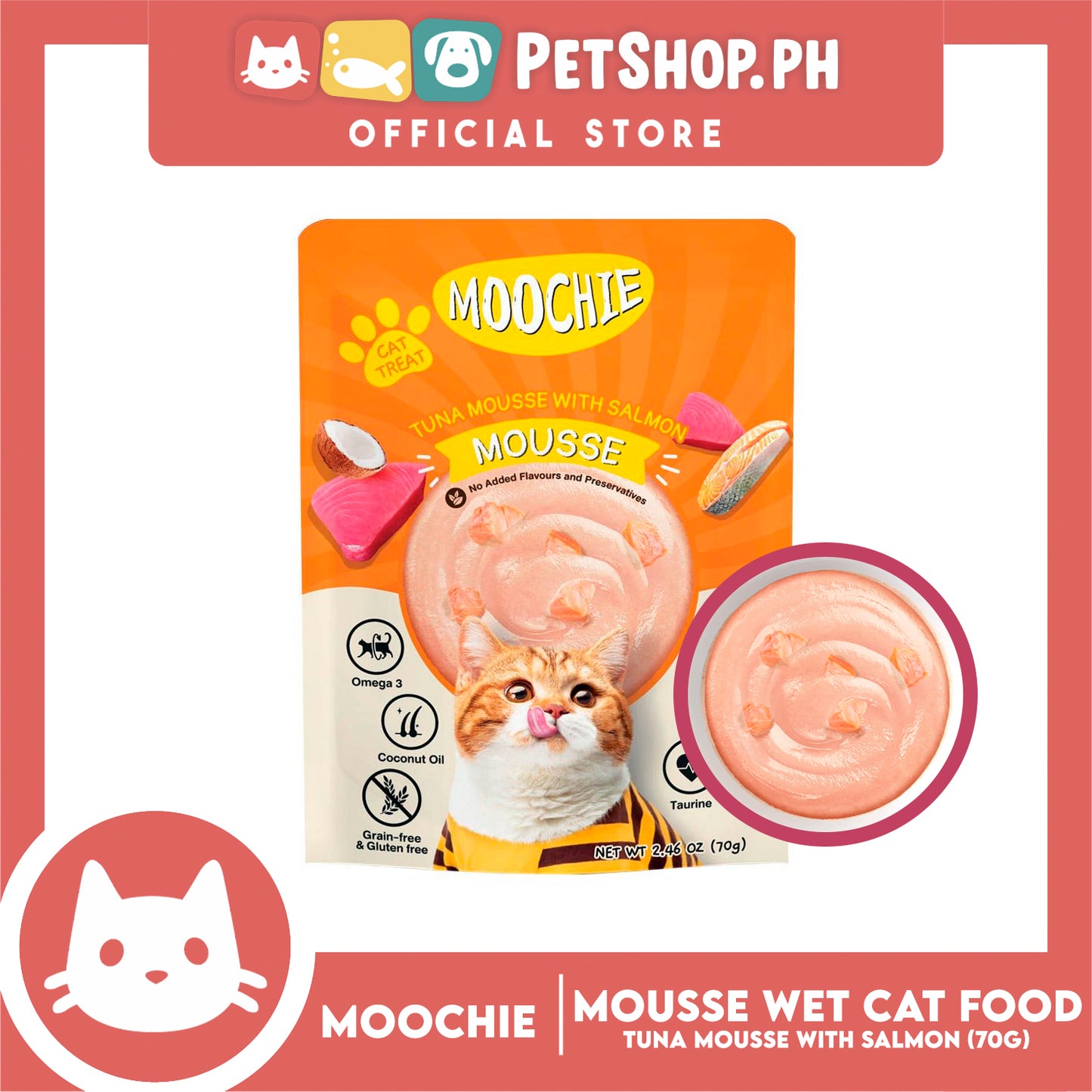 Moochie Mousse Cat Wet Food Cat Treat (Tuna Mousse with Salmon) 70g