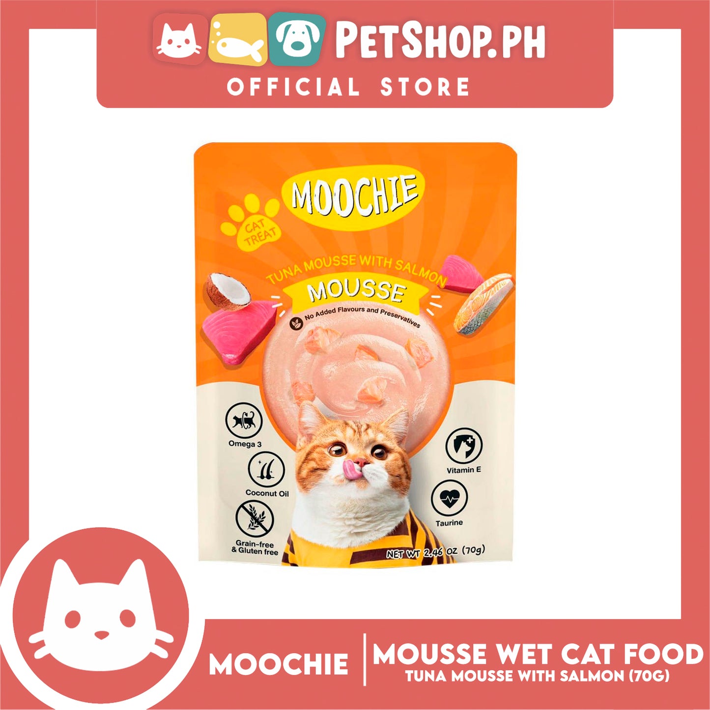 Moochie Mousse Cat Wet Food Cat Treat (Tuna Mousse with Salmon) 70g