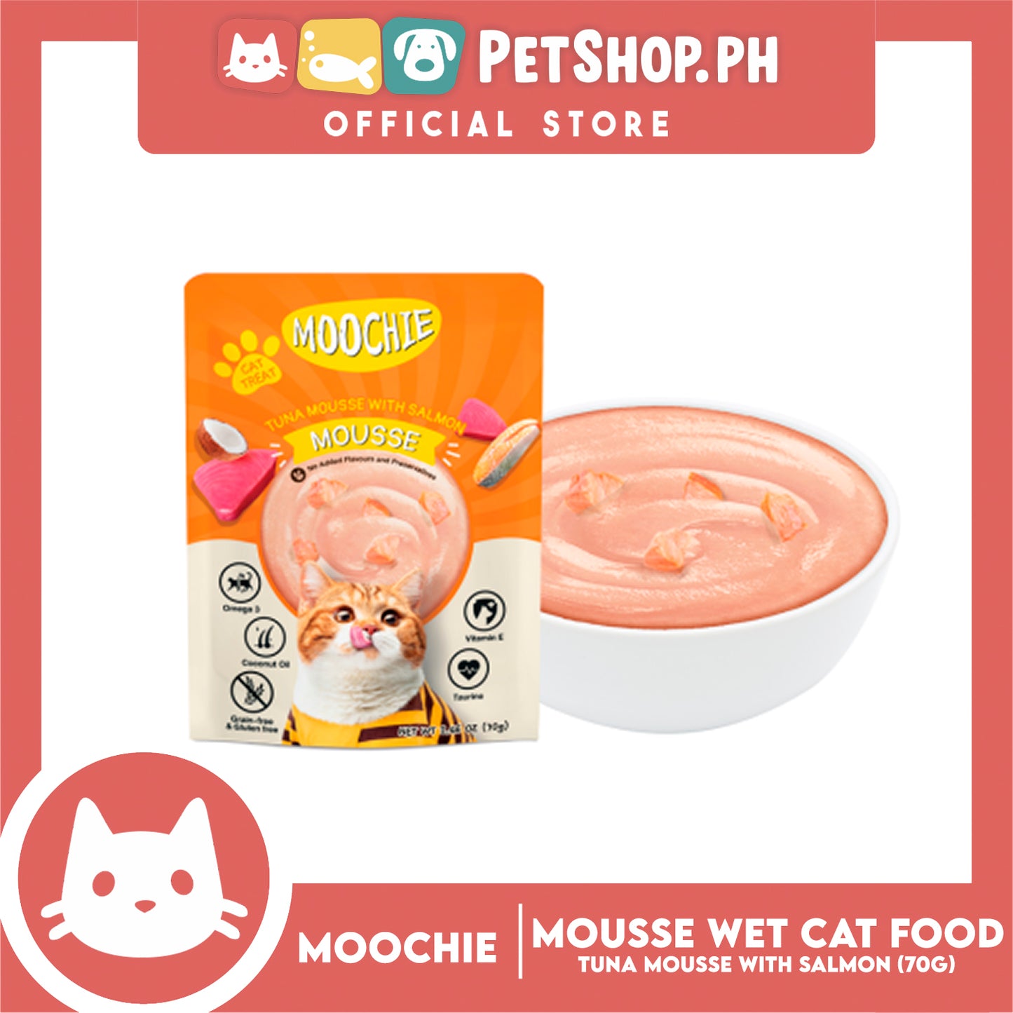 Moochie Mousse Cat Wet Food Cat Treat (Tuna Mousse with Salmon) 70g
