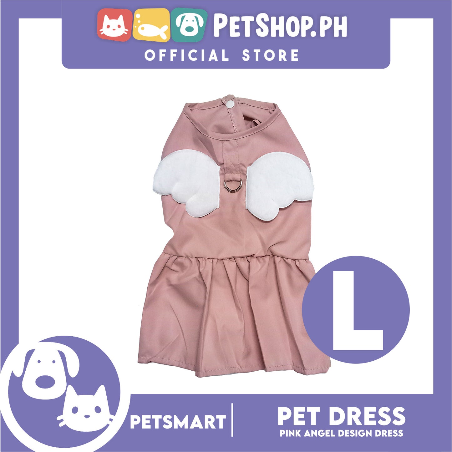 Pet Dress Pink Angel Design (Large) Pet Clothes
