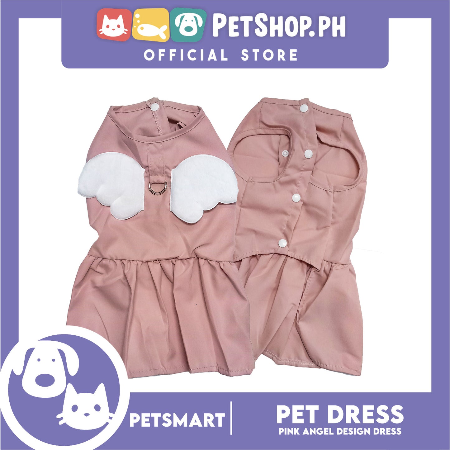 Pet Dress Pink Angel Design (Large) Pet Clothes