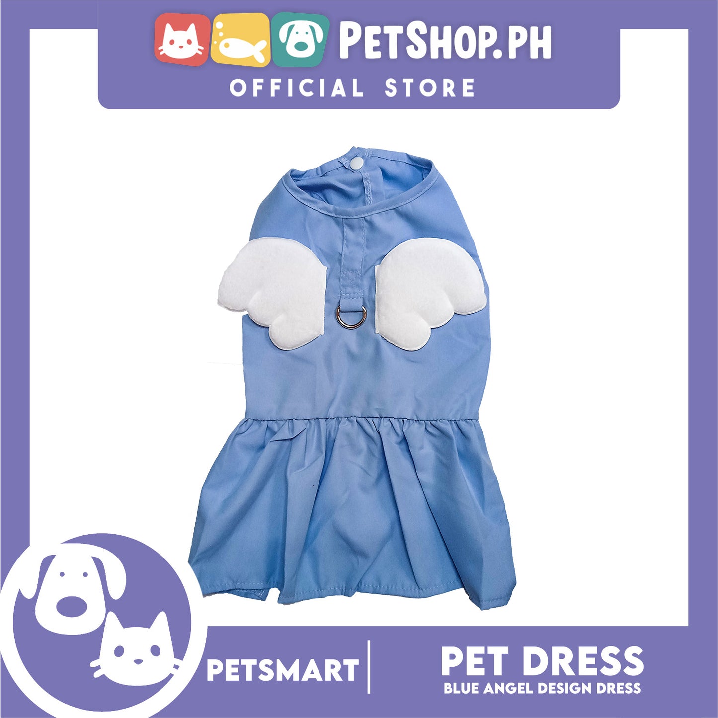 Pet Dress Blue Angel Design (Medium) Pet Clothes