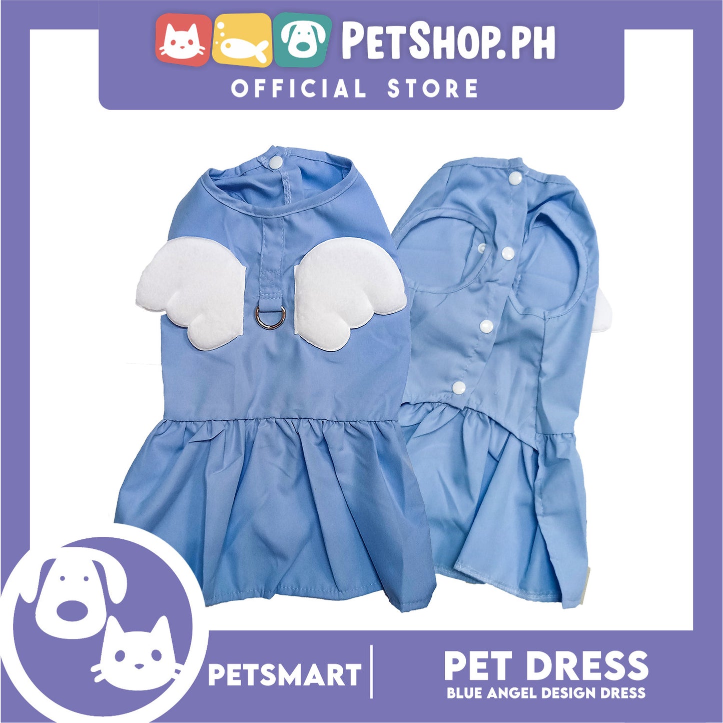 Pet Dress Blue Angel Design (Medium) Pet Clothes