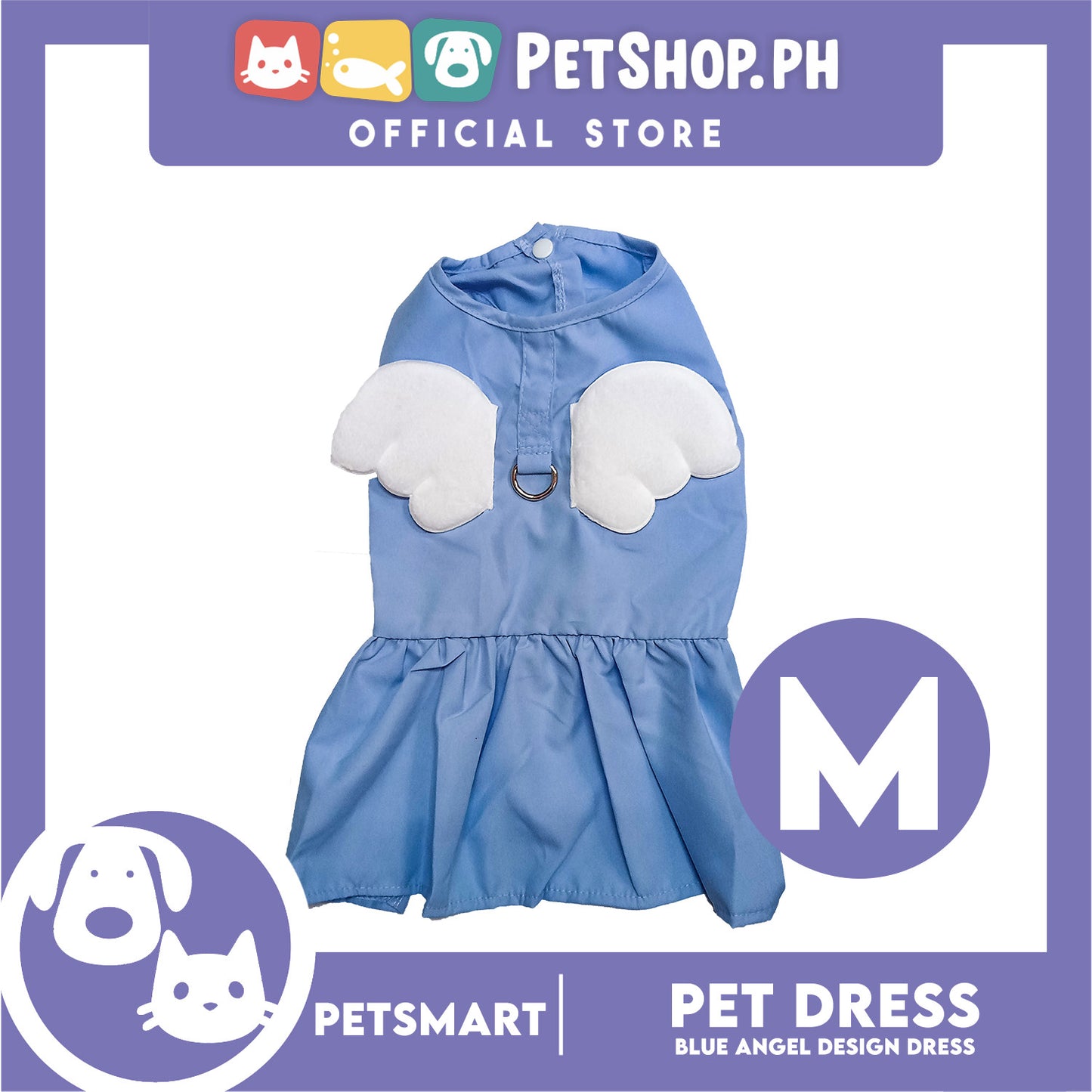 Pet Dress Blue Angel Design (Medium) Pet Clothes