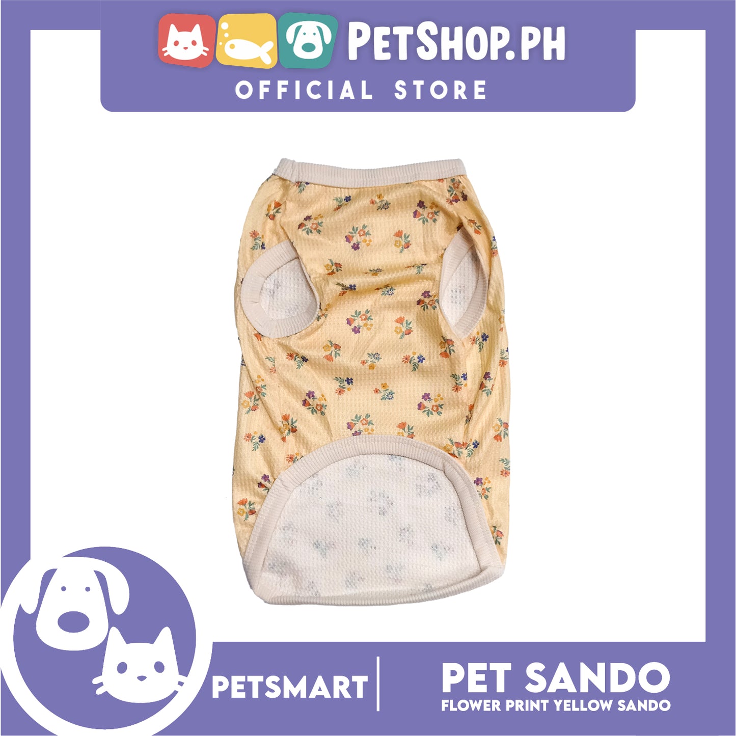 Pet Sando Flower Design Yellow (Large) for dogs and cats