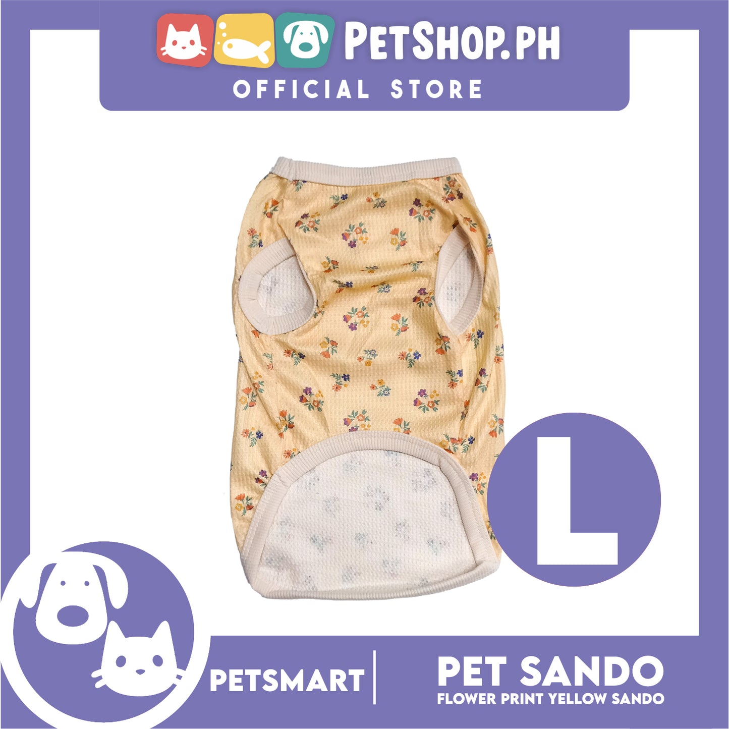 Pet Sando Flower Design Yellow (Large) for dogs and cats