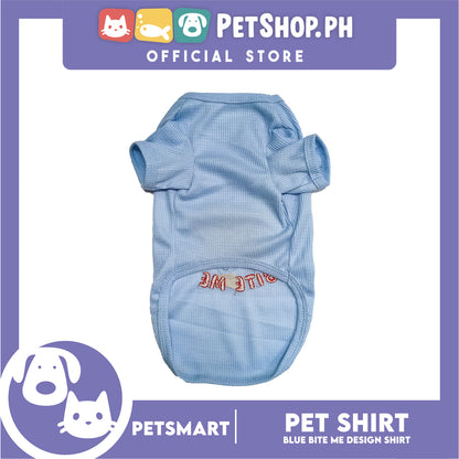 Pet Shirt Blue Color Bite Me Design (Large) for Cats and Dogs