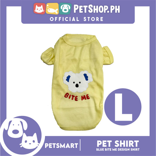 Pet Shirt Yellow Color Bite Me Design (Large) for Cats and Dogs