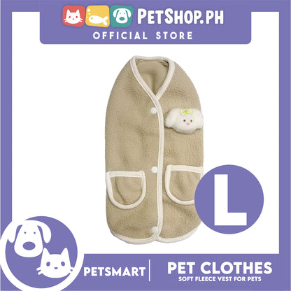 Pet Clothes Bunny Soft Fleece Vest Sando Shirt Brown (Large) for Cats and Dogs