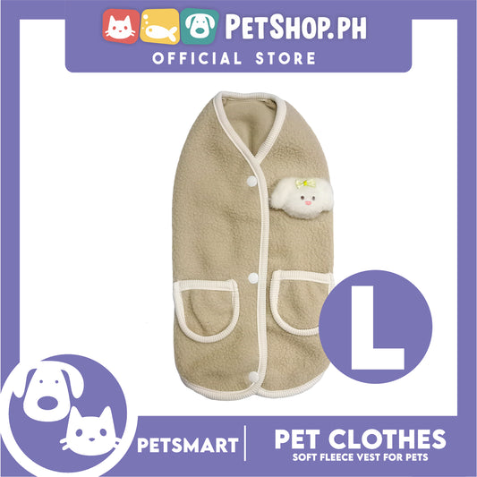 Pet Clothes Bunny Soft Fleece Vest Sando Shirt Brown (Large) for Cats and Dogs