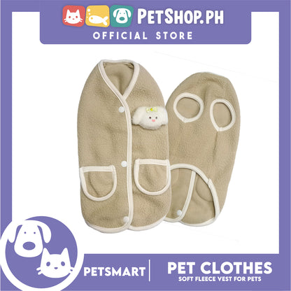Pet Clothes Bunny Soft Fleece Vest Sando Shirt Brown (Large) for Cats and Dogs