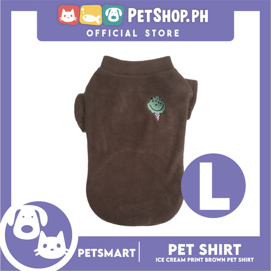 Pet Shirt Ice Cream Print Brown (Large) for Cats and Dogs Pet Clothes