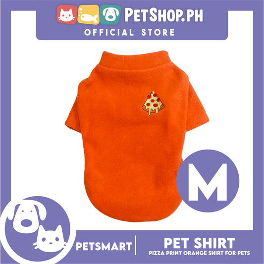 Pet Shirt Pizza Print Orange (Medium) for Cats and Dogs Pet Clothes