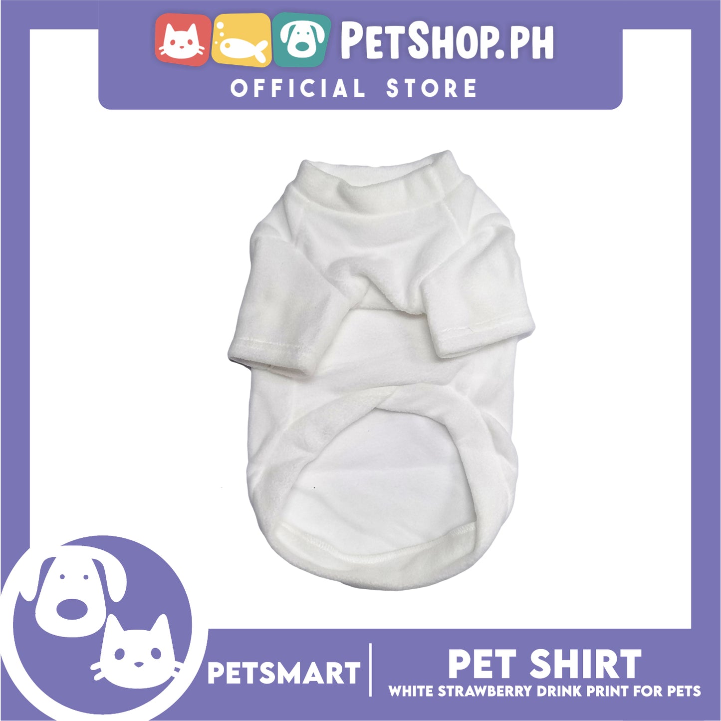 Pet Shirt White Strawberry Drink Design (Medium) for Cats and Dogs Pet Clothes