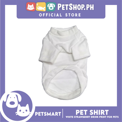 Pet Shirt White Strawberry Drink Design (Medium) for Cats and Dogs Pet Clothes