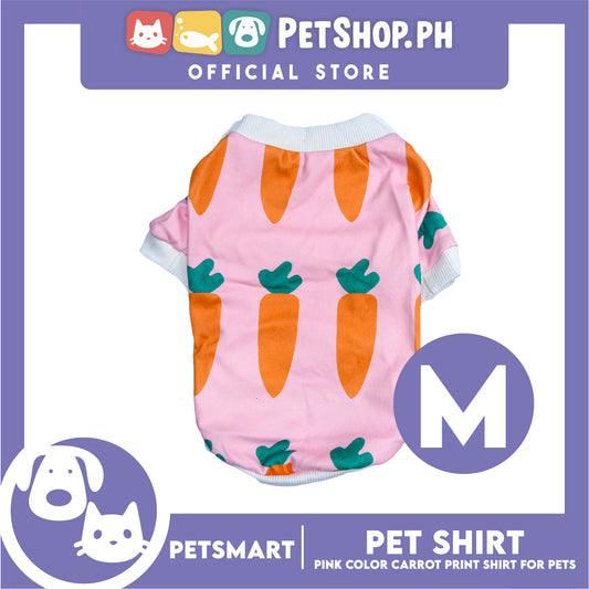 Pet Shirt Pink Color Carrot Print Shirt (Medium) for Cats and Dogs Pet Clothes