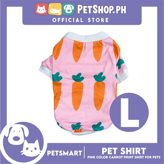 Pet Shirt Pink Color Carrot Print Shirt (Large) for Cats and Dogs Pet Clothes