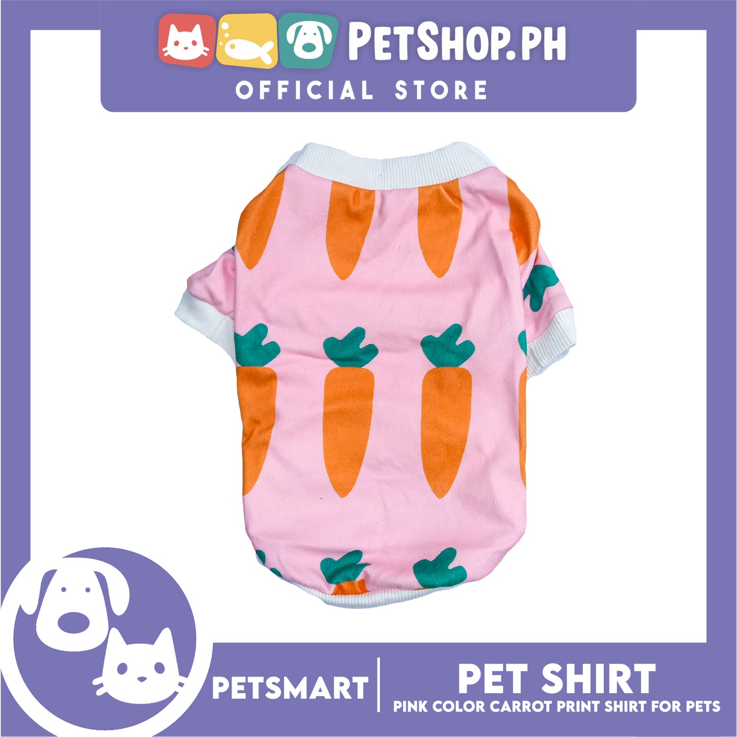 Pet Shirt Pink Color Carrot Print Shirt (Large) for Cats and Dogs Pet Clothes
