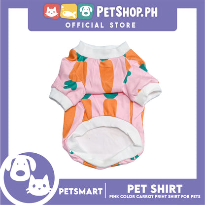 Pet Shirt Pink Color Carrot Print Shirt (Large) for Cats and Dogs Pet Clothes