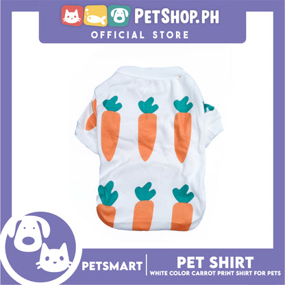 Pet Shirt White Color Carrot Print Shirt (Medium) for Cats and Dogs Pet Clothes