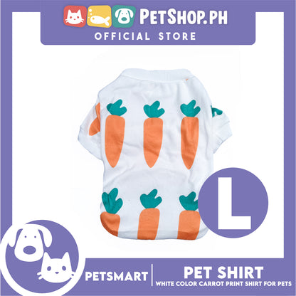 Pet Shirt White Color Carrot Print Shirt (Large) for Cats and Dogs Pet Clothes