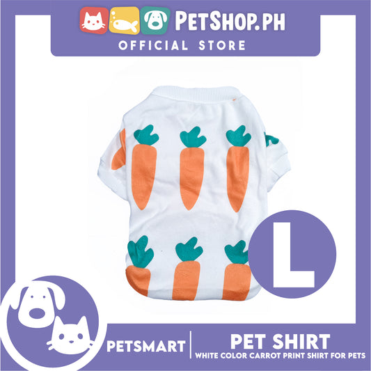 Pet Shirt White Color Carrot Print Shirt (Large) for Cats and Dogs Pet Clothes
